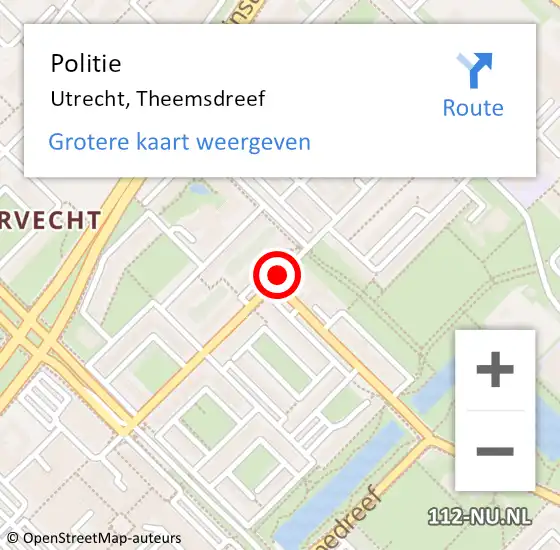 Locatie op kaart van de 112 melding: Politie Utrecht, Theemsdreef op 30 april 2020 15:53