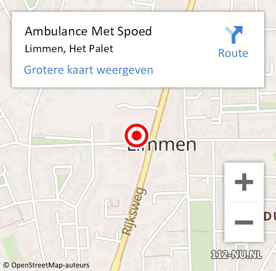 Locatie op kaart van de 112 melding: Ambulance Met Spoed Naar Limmen, Het Palet op 30 april 2020 17:21