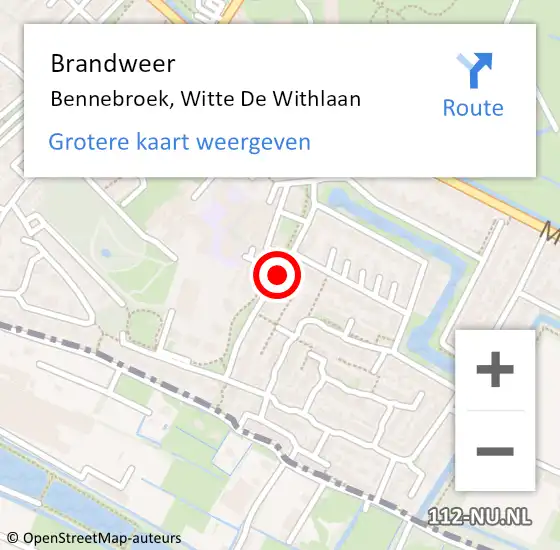 Locatie op kaart van de 112 melding: Brandweer Bennebroek, Witte De Withlaan op 30 april 2020 17:33