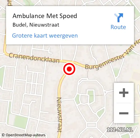 Locatie op kaart van de 112 melding: Ambulance Met Spoed Naar Budel, Nieuwstraat op 30 april 2020 22:12