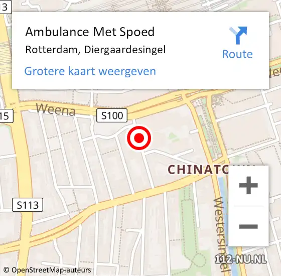 Locatie op kaart van de 112 melding: Ambulance Met Spoed Naar Rotterdam, Diergaardesingel op 1 mei 2020 04:37