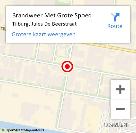 Locatie op kaart van de 112 melding: Brandweer Met Grote Spoed Naar Tilburg, Jules De Beerstraat op 1 mei 2020 07:10