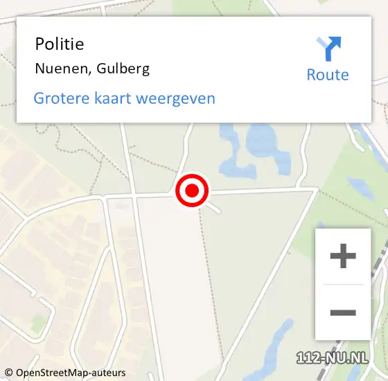Locatie op kaart van de 112 melding: Politie Nuenen, Gulberg op 1 mei 2020 07:19