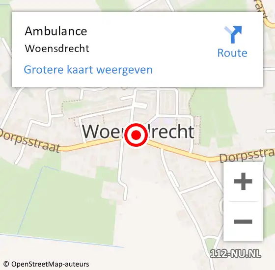 Locatie op kaart van de 112 melding: Ambulance Woensdrecht op 1 mei 2020 11:14