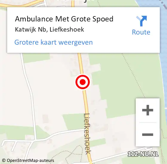 Locatie op kaart van de 112 melding: Ambulance Met Grote Spoed Naar Katwijk Nb, Liefkeshoek op 5 mei 2014 16:13