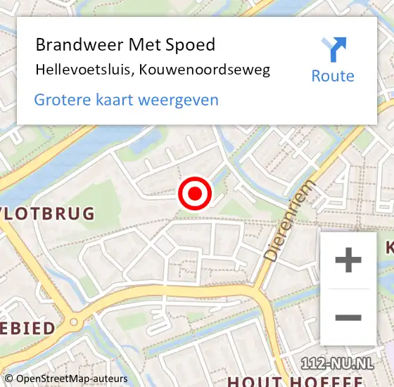 Locatie op kaart van de 112 melding: Brandweer Met Spoed Naar Hellevoetsluis, Kouwenoordseweg op 2 mei 2020 01:03