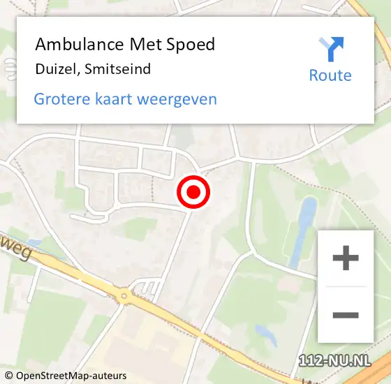 Locatie op kaart van de 112 melding: Ambulance Met Spoed Naar Duizel, Smitseind op 2 mei 2020 06:08