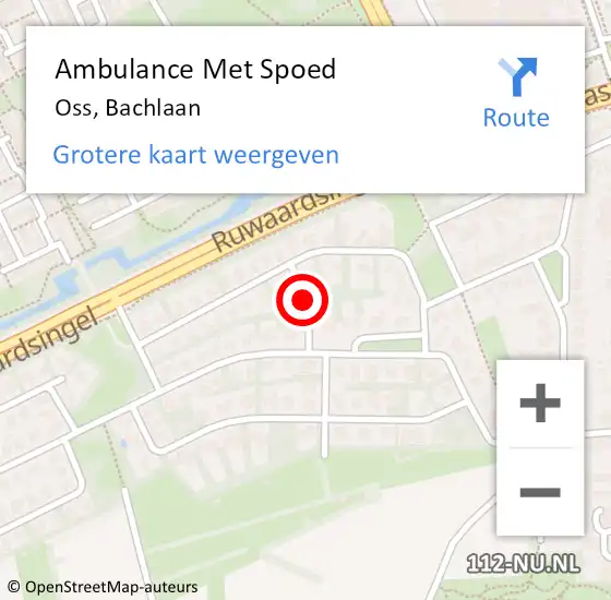 Locatie op kaart van de 112 melding: Ambulance Met Spoed Naar Oss, Bachlaan op 2 mei 2020 14:45