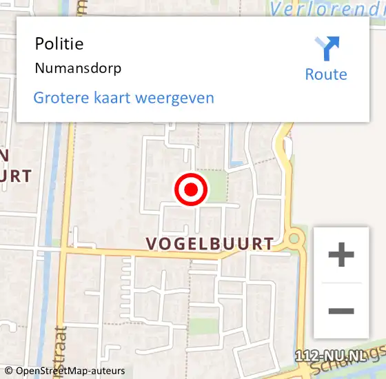 Locatie op kaart van de 112 melding: Politie Numansdorp op 2 mei 2020 16:05