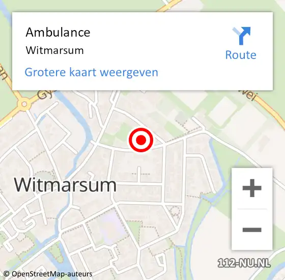 Locatie op kaart van de 112 melding: Ambulance Witmarsum op 2 mei 2020 16:16