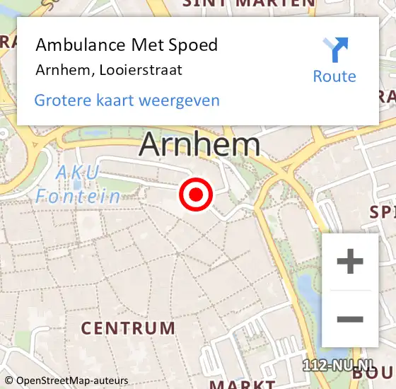 Locatie op kaart van de 112 melding: Ambulance Met Spoed Naar Arnhem, Looierstraat op 2 mei 2020 19:18