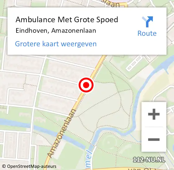 Locatie op kaart van de 112 melding: Ambulance Met Grote Spoed Naar Eindhoven, Amazonenlaan op 2 mei 2020 23:09
