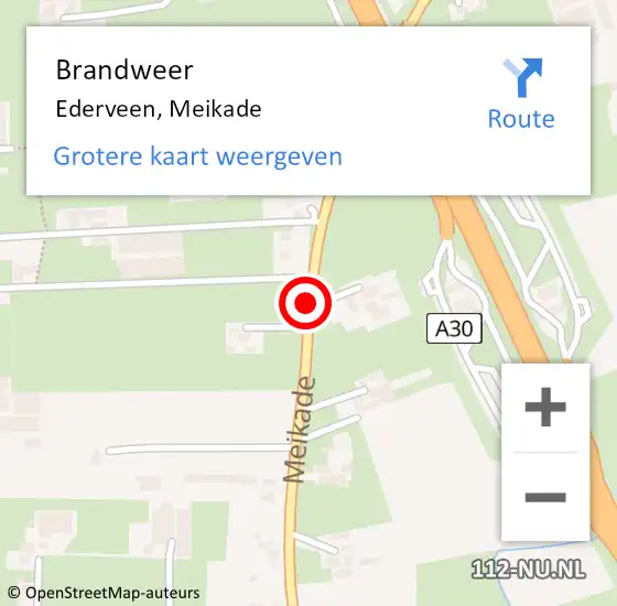 Locatie op kaart van de 112 melding: Brandweer Ederveen, Meikade op 3 mei 2020 01:16