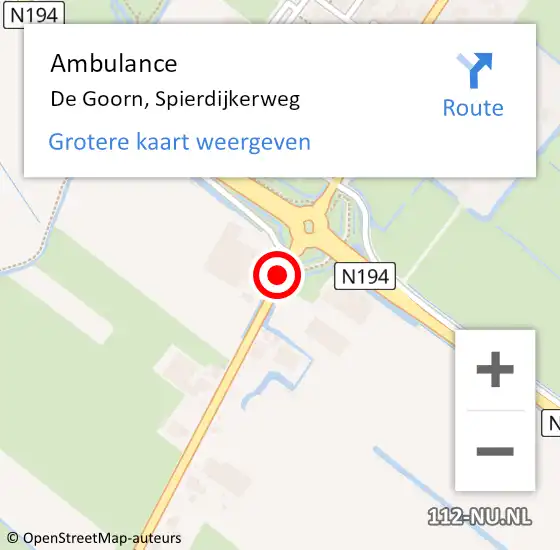 Locatie op kaart van de 112 melding: Ambulance De Goorn, Spierdijkerweg op 3 mei 2020 04:25