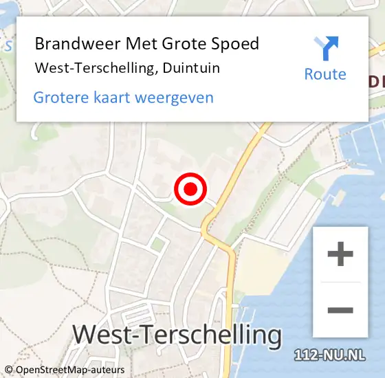 Locatie op kaart van de 112 melding: Brandweer Met Grote Spoed Naar West-Terschelling, Duintuin op 3 mei 2020 11:33