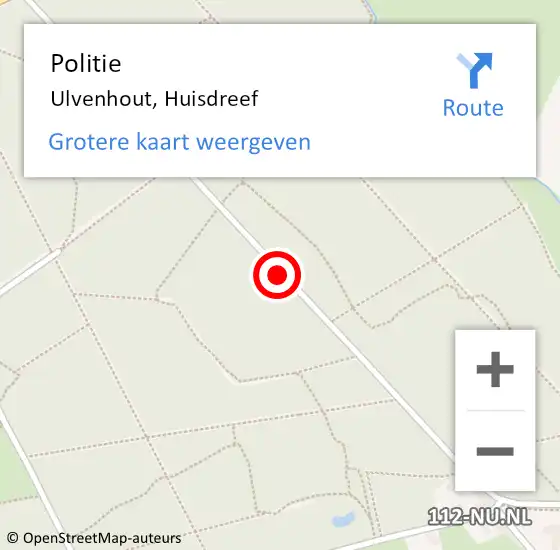 Locatie op kaart van de 112 melding: Politie Ulvenhout, Huisdreef op 3 mei 2020 14:51