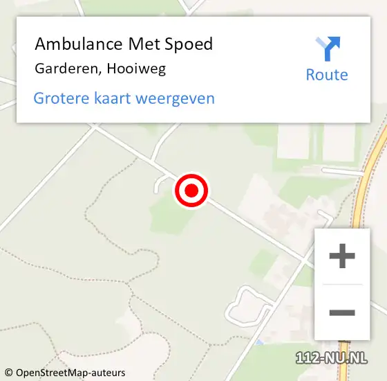 Locatie op kaart van de 112 melding: Ambulance Met Spoed Naar Garderen, Hooiweg op 3 mei 2020 15:18