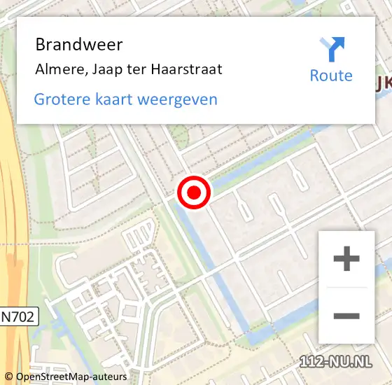Locatie op kaart van de 112 melding: Brandweer Almere, Jaap ter Haarstraat op 3 mei 2020 15:57