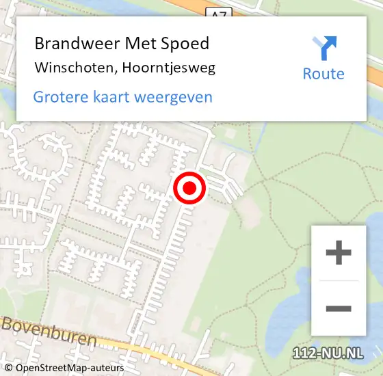 Locatie op kaart van de 112 melding: Brandweer Met Spoed Naar Winschoten, Hoorntjesweg op 3 mei 2020 17:04