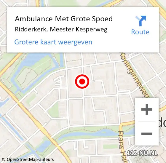 Locatie op kaart van de 112 melding: Ambulance Met Grote Spoed Naar Ridderkerk, Meester Kesperweg op 4 mei 2020 09:25
