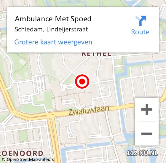 Locatie op kaart van de 112 melding: Ambulance Met Spoed Naar Schiedam, Lindeijerstraat op 4 mei 2020 12:15