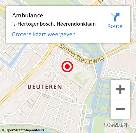 Locatie op kaart van de 112 melding: Ambulance 's-Hertogenbosch, Heerendonklaan op 4 mei 2020 13:21