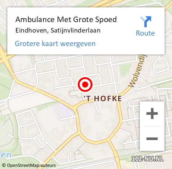 Locatie op kaart van de 112 melding: Ambulance Met Grote Spoed Naar Eindhoven, Satijnvlinderlaan op 4 mei 2020 15:45
