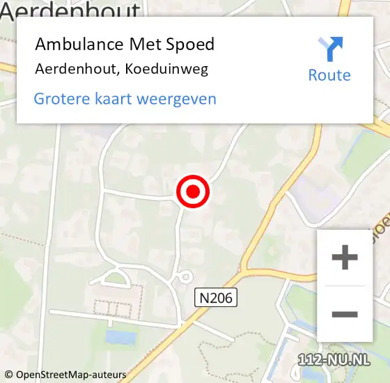 Locatie op kaart van de 112 melding: Ambulance Met Spoed Naar Aerdenhout, Koeduinweg op 4 mei 2020 16:10