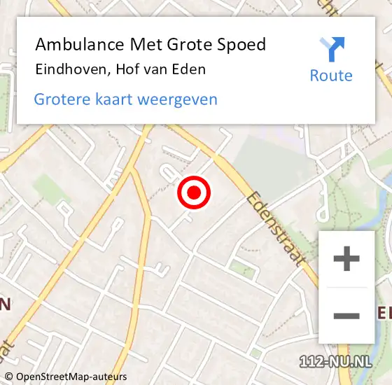 Locatie op kaart van de 112 melding: Ambulance Met Grote Spoed Naar Eindhoven, Hof van Eden op 5 mei 2020 09:55