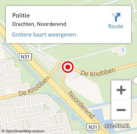 Locatie op kaart van de 112 melding: Politie Drachten, Noorderend op 5 mei 2020 11:16