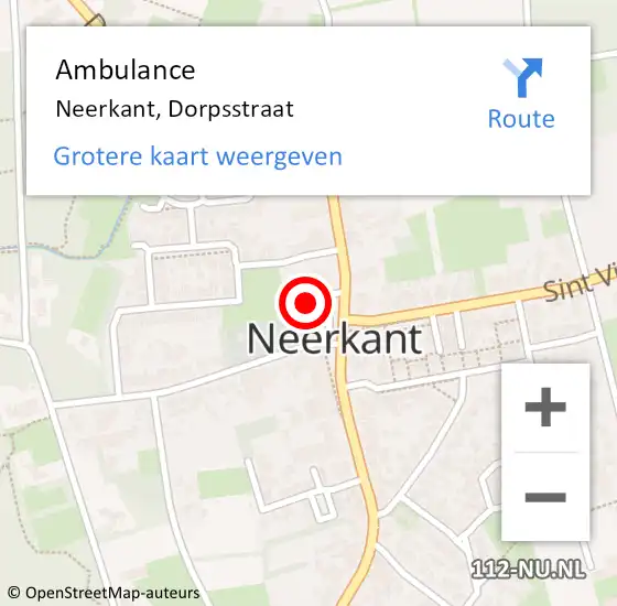 Locatie op kaart van de 112 melding: Ambulance Neerkant, Dorpsstraat op 5 mei 2020 12:18