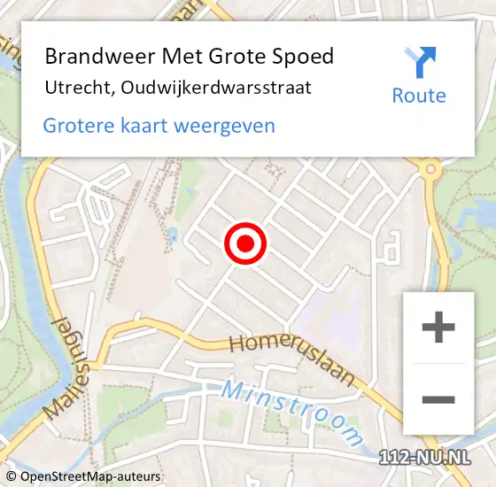 Locatie op kaart van de 112 melding: Brandweer Met Grote Spoed Naar Utrecht, Oudwijkerdwarsstraat op 5 mei 2020 12:48