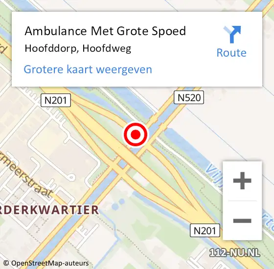 Locatie op kaart van de 112 melding: Ambulance Met Grote Spoed Naar Hoofddorp, Hoofdweg op 5 mei 2020 16:40