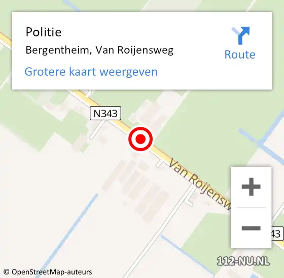 Locatie op kaart van de 112 melding: Politie Bergentheim, Van Roijensweg op 5 mei 2020 23:32