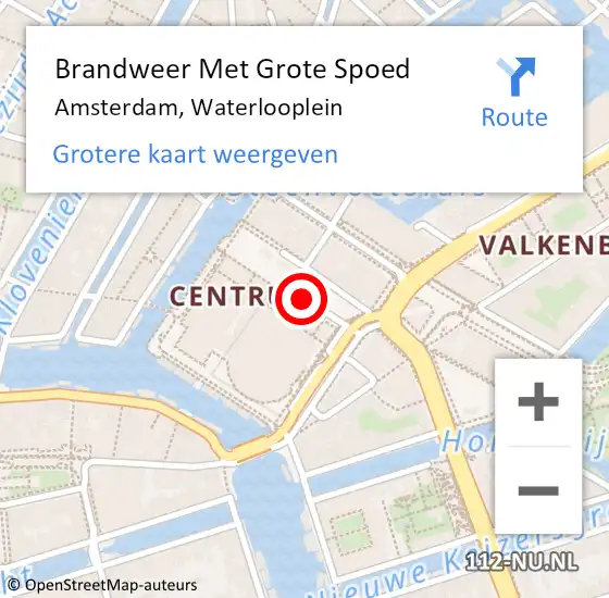 Locatie op kaart van de 112 melding: Brandweer Met Grote Spoed Naar Amsterdam, Waterlooplein op 6 mei 2020 09:12