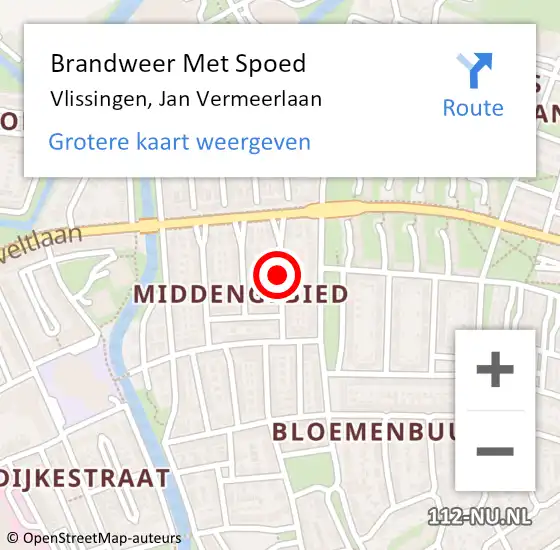 Locatie op kaart van de 112 melding: Brandweer Met Spoed Naar Vlissingen, Jan Vermeerlaan op 6 mei 2020 11:24