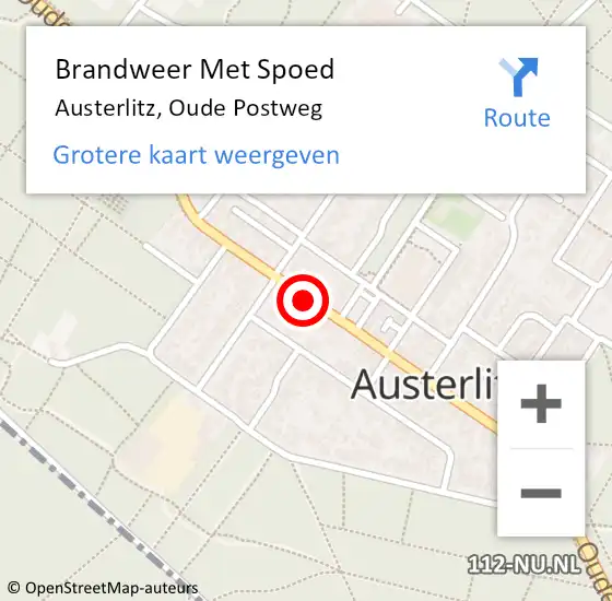 Locatie op kaart van de 112 melding: Brandweer Met Spoed Naar Austerlitz, Oude Postweg op 6 mei 2020 21:11