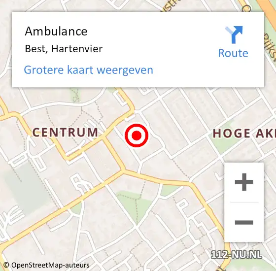 Locatie op kaart van de 112 melding: Ambulance Best, Hartenvier op 7 mei 2020 08:07
