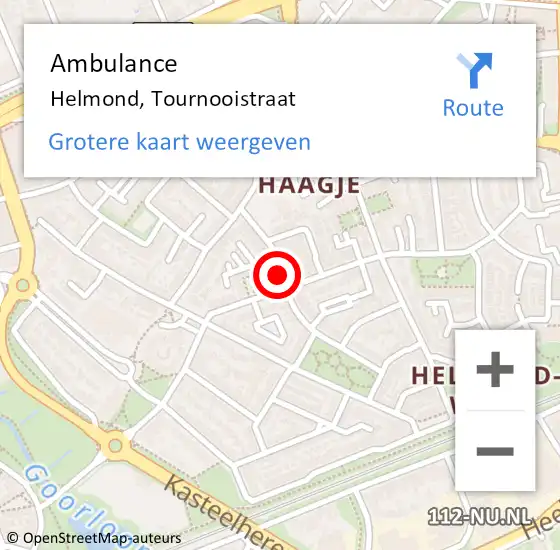 Locatie op kaart van de 112 melding: Ambulance Helmond, Tournooistraat op 7 mei 2020 08:58