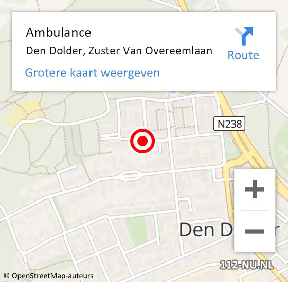 Locatie op kaart van de 112 melding: Ambulance Den Dolder, Zuster Van Overeemlaan op 6 mei 2014 01:34