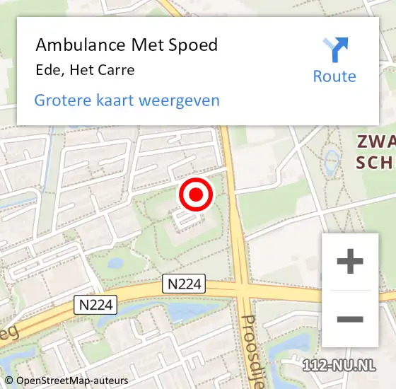 Locatie op kaart van de 112 melding: Ambulance Met Spoed Naar Ede, Het Carre op 7 mei 2020 10:46