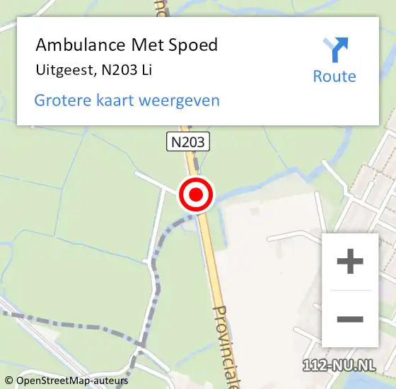 Locatie op kaart van de 112 melding: Ambulance Met Spoed Naar Uitgeest, N203 Re op 7 mei 2020 11:43