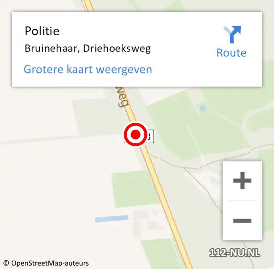 Locatie op kaart van de 112 melding: Politie Bruinehaar, Driehoeksweg op 7 mei 2020 12:21
