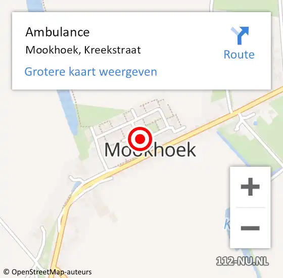 Locatie op kaart van de 112 melding: Ambulance Mookhoek, Kreekstraat op 7 mei 2020 12:38
