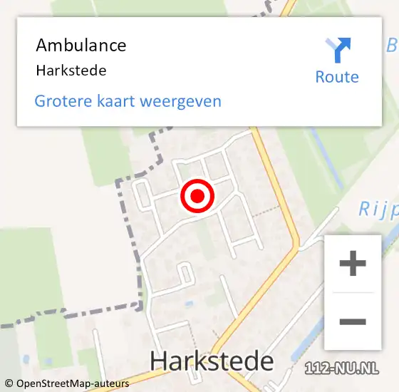 Locatie op kaart van de 112 melding: Ambulance Harkstede op 8 mei 2020 08:21