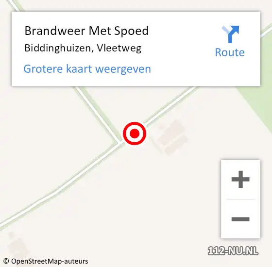 Locatie op kaart van de 112 melding: Brandweer Met Spoed Naar Biddinghuizen, Vleetweg op 8 mei 2020 09:32