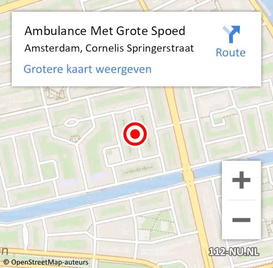 Locatie op kaart van de 112 melding: Ambulance Met Grote Spoed Naar Amsterdam, Cornelis Springerstraat op 8 mei 2020 11:05