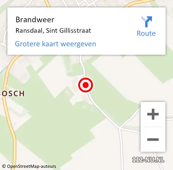 Locatie op kaart van de 112 melding: Brandweer Ransdaal, Sint Gillisstraat op 6 mei 2014 07:32