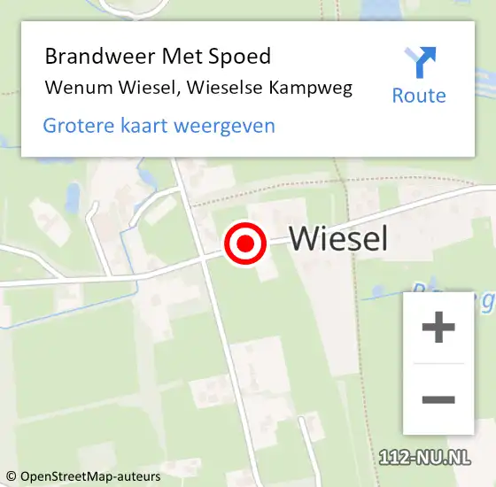 Locatie op kaart van de 112 melding: Brandweer Met Spoed Naar Wenum Wiesel, Wieselse Kampweg op 8 mei 2020 13:30