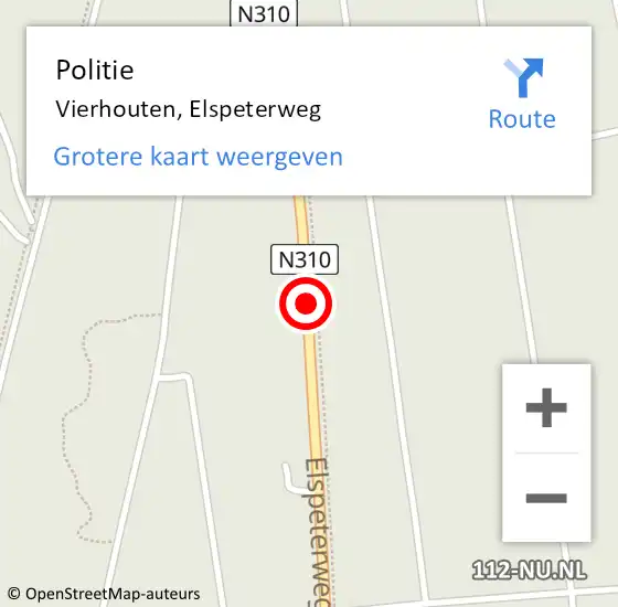 Locatie op kaart van de 112 melding: Politie Vierhouten, Elspeterweg op 8 mei 2020 13:39